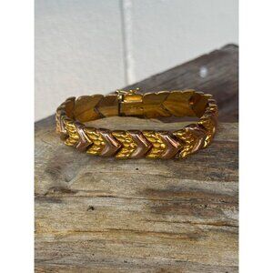 Milor Bracelet 925 Sterling Silver Gold Vermeil Chevron Link Italy 7.25” 23.22g